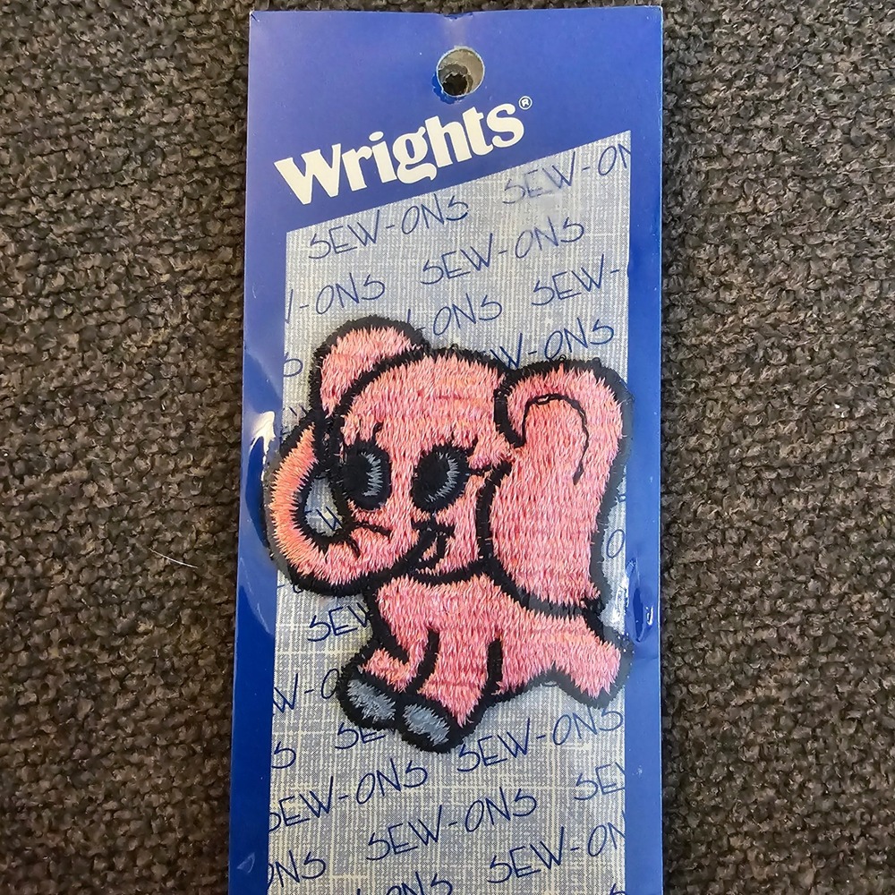 Wright's Pink Elephant Sew-On Applique Embroidered Patch Craft Supply